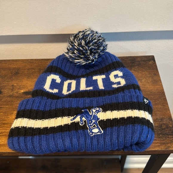 Indianapolis Colts 47’ Bering Pom Cuffed Knit Hat Blue - Picture 1 of 8